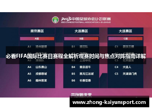 必看FIFA国际比赛日赛程全解析观赛时间与焦点对阵指南详解